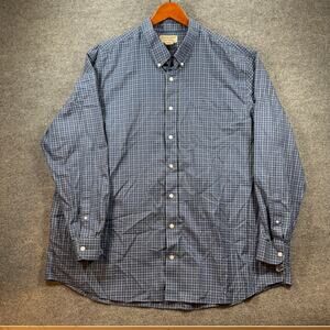 Duluth Trading Co. Wrinkle Fighter Shirt Men's 3XLT Blue/White Window Pane